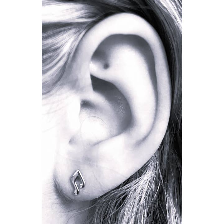 Semaki & Bird - Wholesale Stud/Post Earrings - Double Eighth Notes & G-clef - gold Natural History