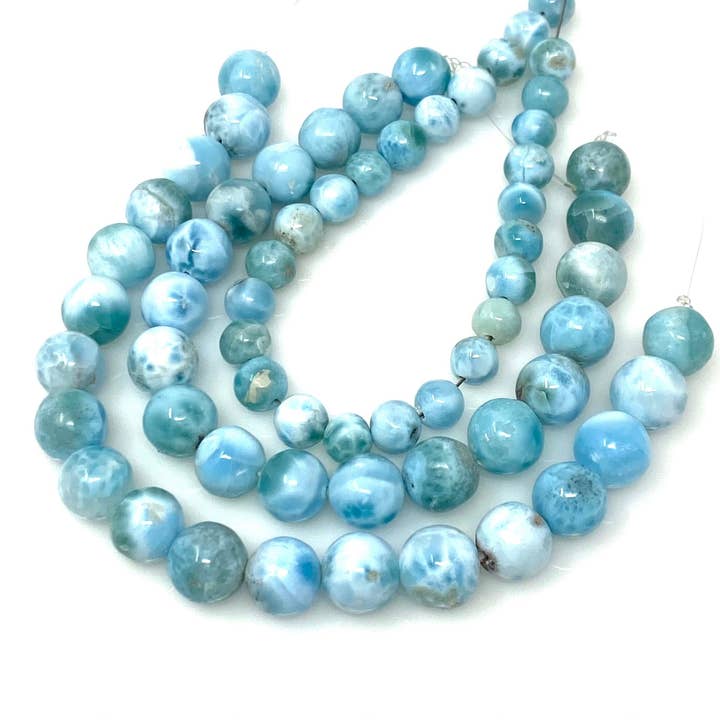 Akstar Gems – wholesale Pärlor – Larimar Pärlor, Ädelsten Pärlor, Äkta Dominikanska republiken Larimar Pärlor - AAA Quality Atlantis Stone, Karibiska stenpärlor, 7” Strand