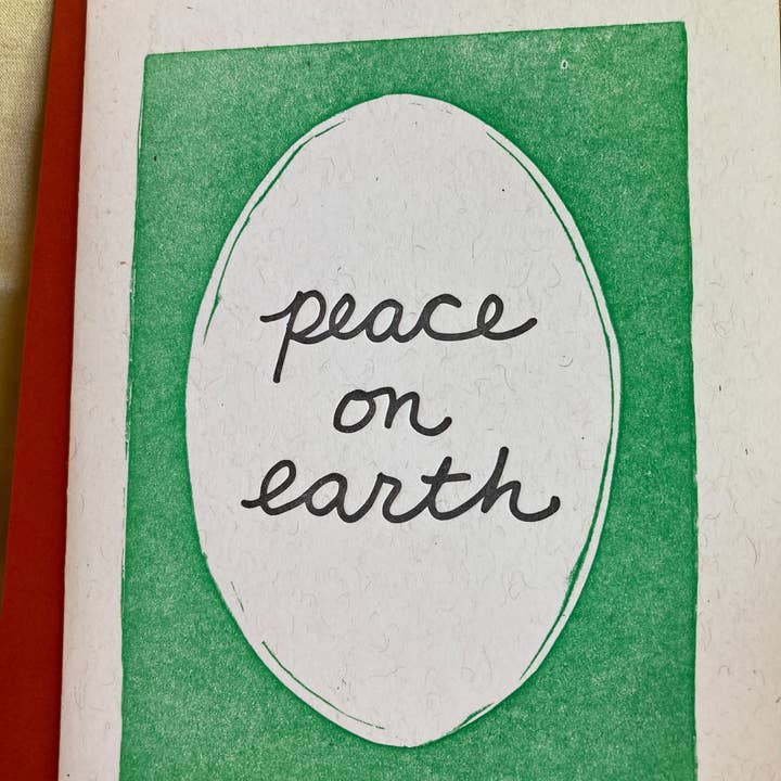 Peace on Earth Lettering card for wholesale by Deep Ink Letterpress