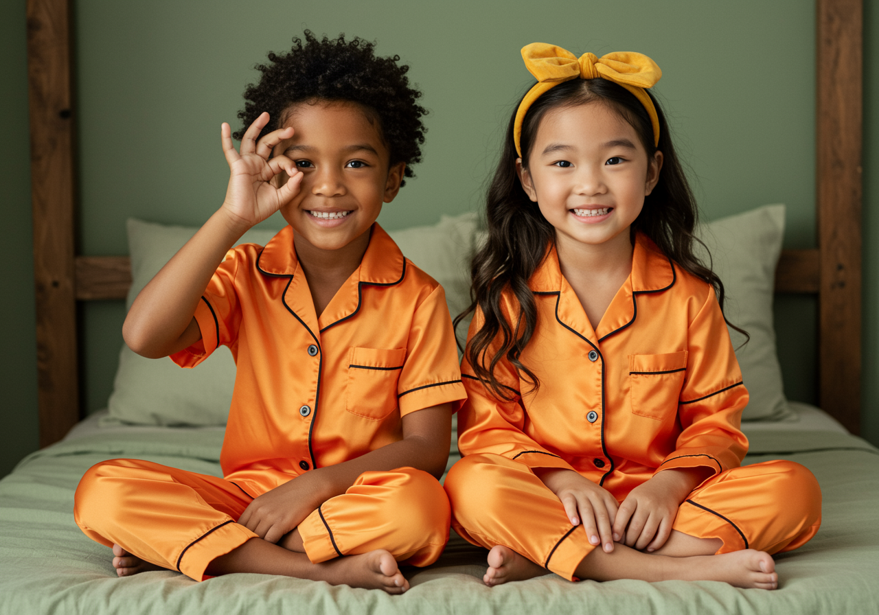 The Blissful - Wholesale Sleepwear Set - Kids - Kid’s Sleepwear Pajama Set / Family Look Personalized Women Men Kids Pajamas Set, Pyjamas, custom pjs, satin shirt, party pyjamas3