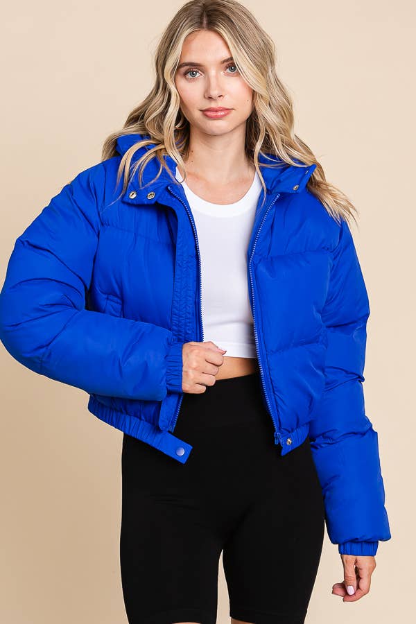 ANWND - Wholesale Puffer Jacket - Women's - 2505-FRONT ZIPPER HOODIE PUFFER WITH POCKETS1