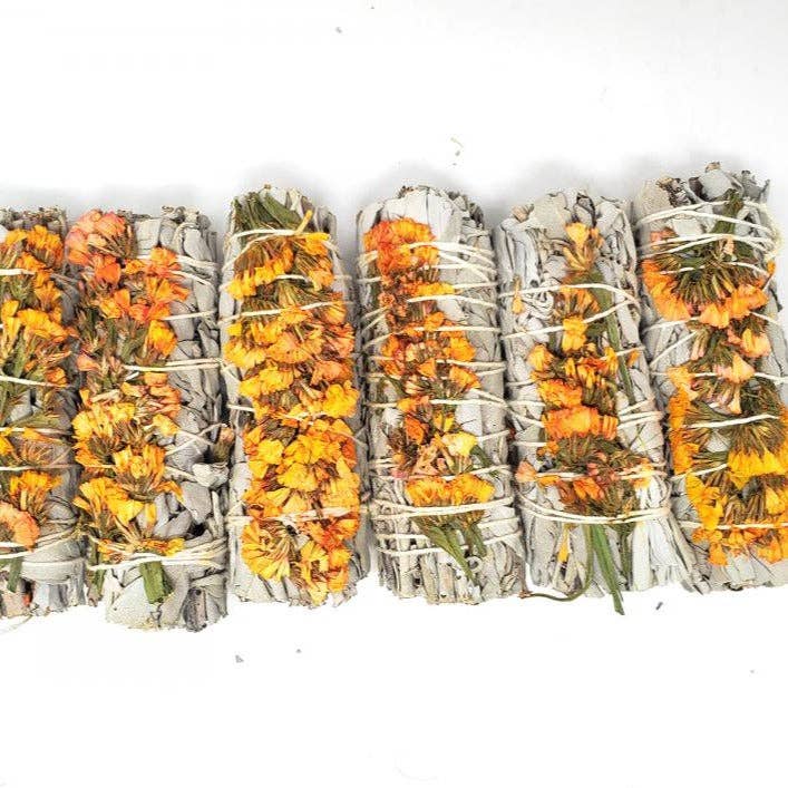 White sage smudge with Sinuata flowers for wholesale by WHOLIFECO
