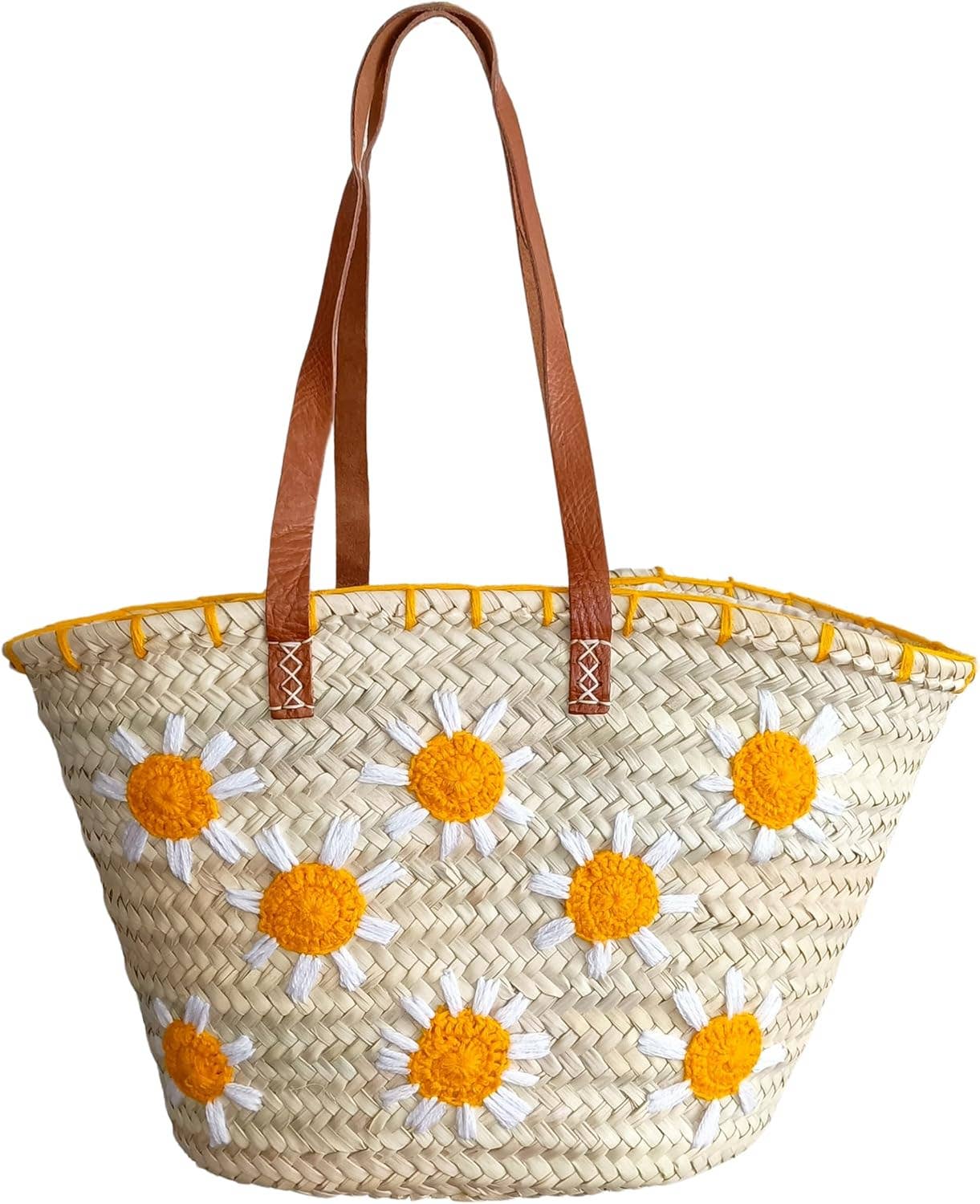 DarKech – Großhandel Strandtaschen – Handgewebte Strohtasche Sommer-Strandtasche mit Lederriemen2