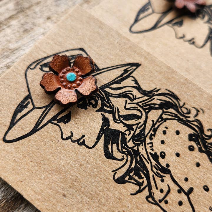 Cocklebur & Co. - Wholesale Hat Accessory - Women's - Hat Pin - Genuine Leather Flowers3