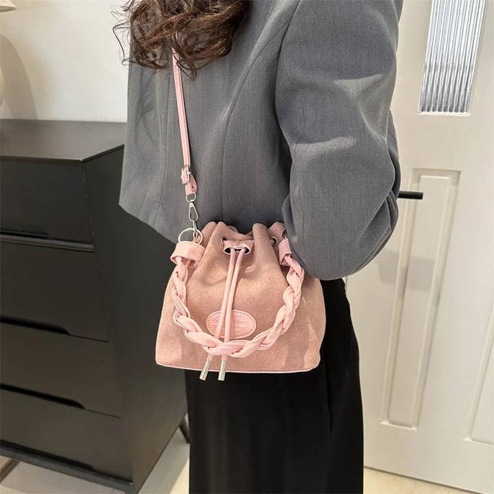 BBTOHOUSE - Wholesale Shoulder Bag - Women's - Fashion Drawstring Solid Color Large Capacity Single Shoulder Bucket Bag