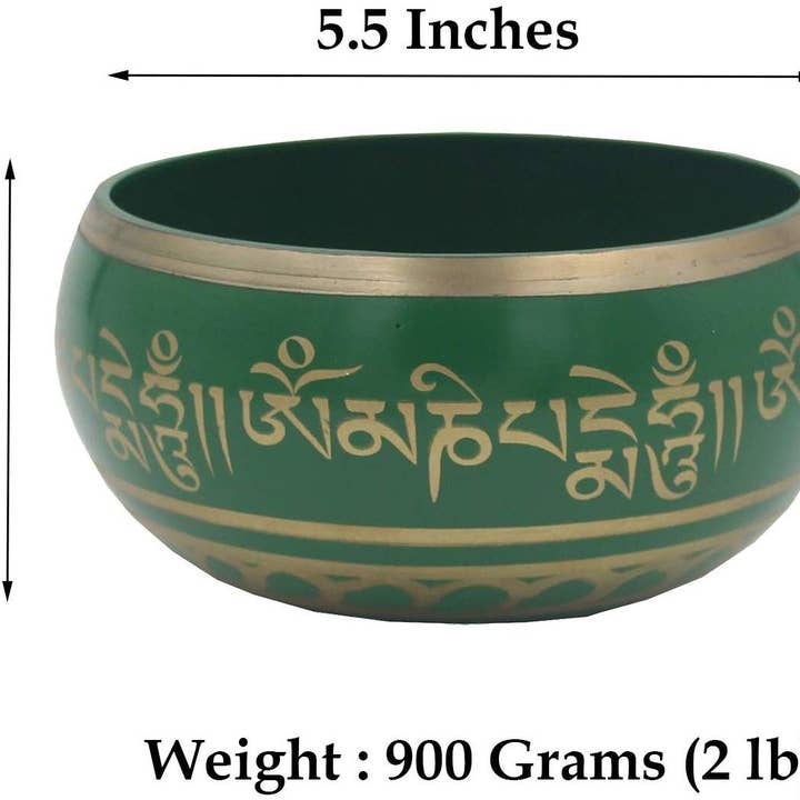 Lungta Imports - Wholesale Sheet set - Tibetan Meditation Om Mani Padme Hum Singing Bowl Complete Set (X-Large, Green)3