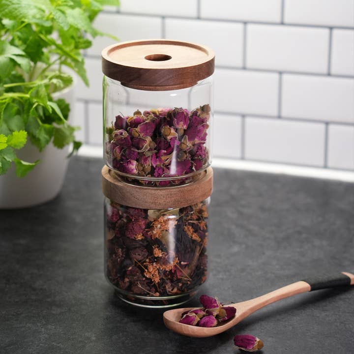 Teapro – wholesale Burkar – Teapro set om 3 glasburkar med lock av akaciaträ (650 ml + 2 x 450 ml)4