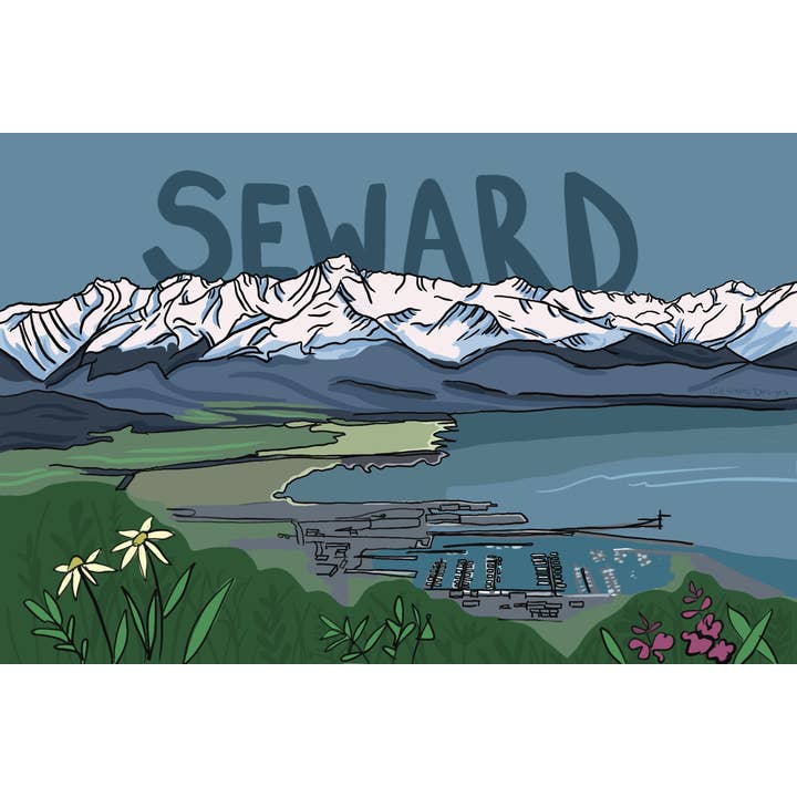 Vista de Alice - Seward, Alasca - Do Monte Marathon Postal por atacado de LCW Graphic Designs