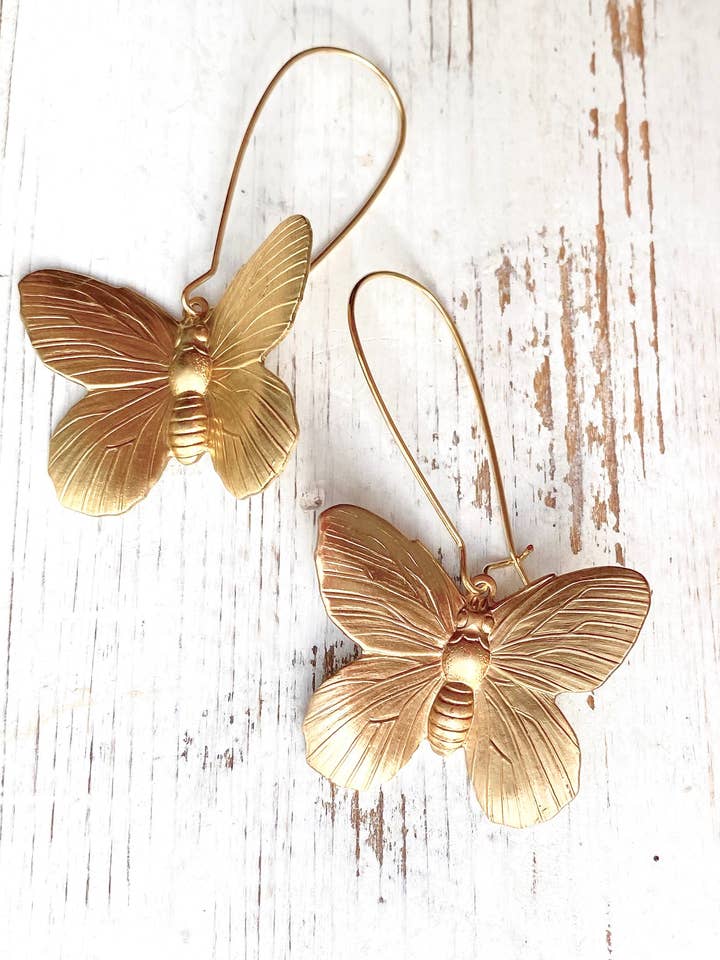 Butterfly Earrings Gold Butterfly Charm Garden Earrings for wholesale by Red Truck Designs