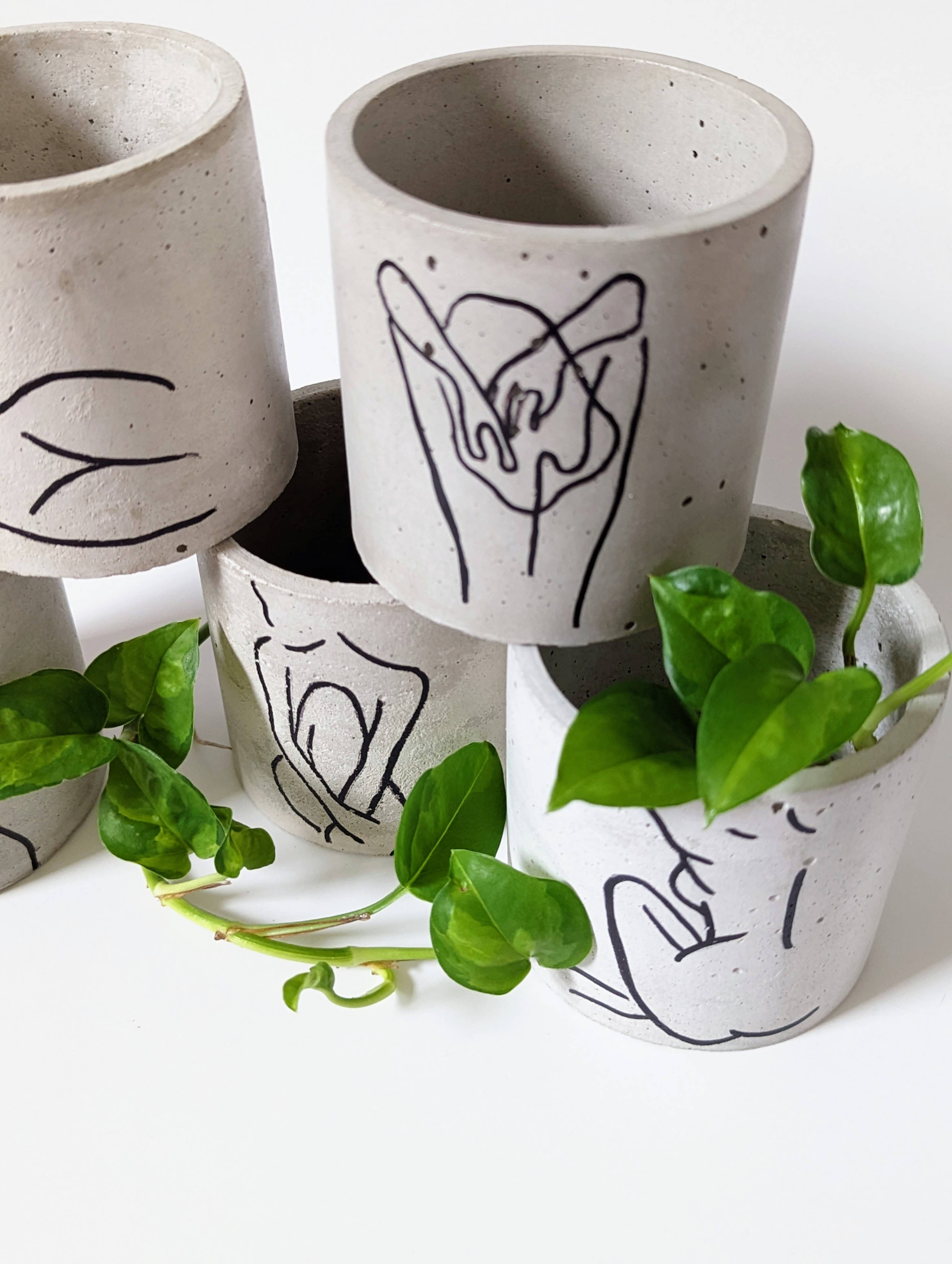 ForgottenProperty - Wholesale Plant Pot - Seconds Hand-drawn Concrete Planters3