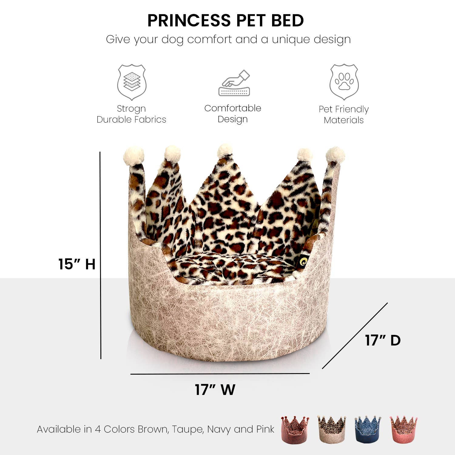 Precious Tails - Wholesale Pet Bed - Cat/Dog - Precious Tails Leopard Print Crown Pet Bed20