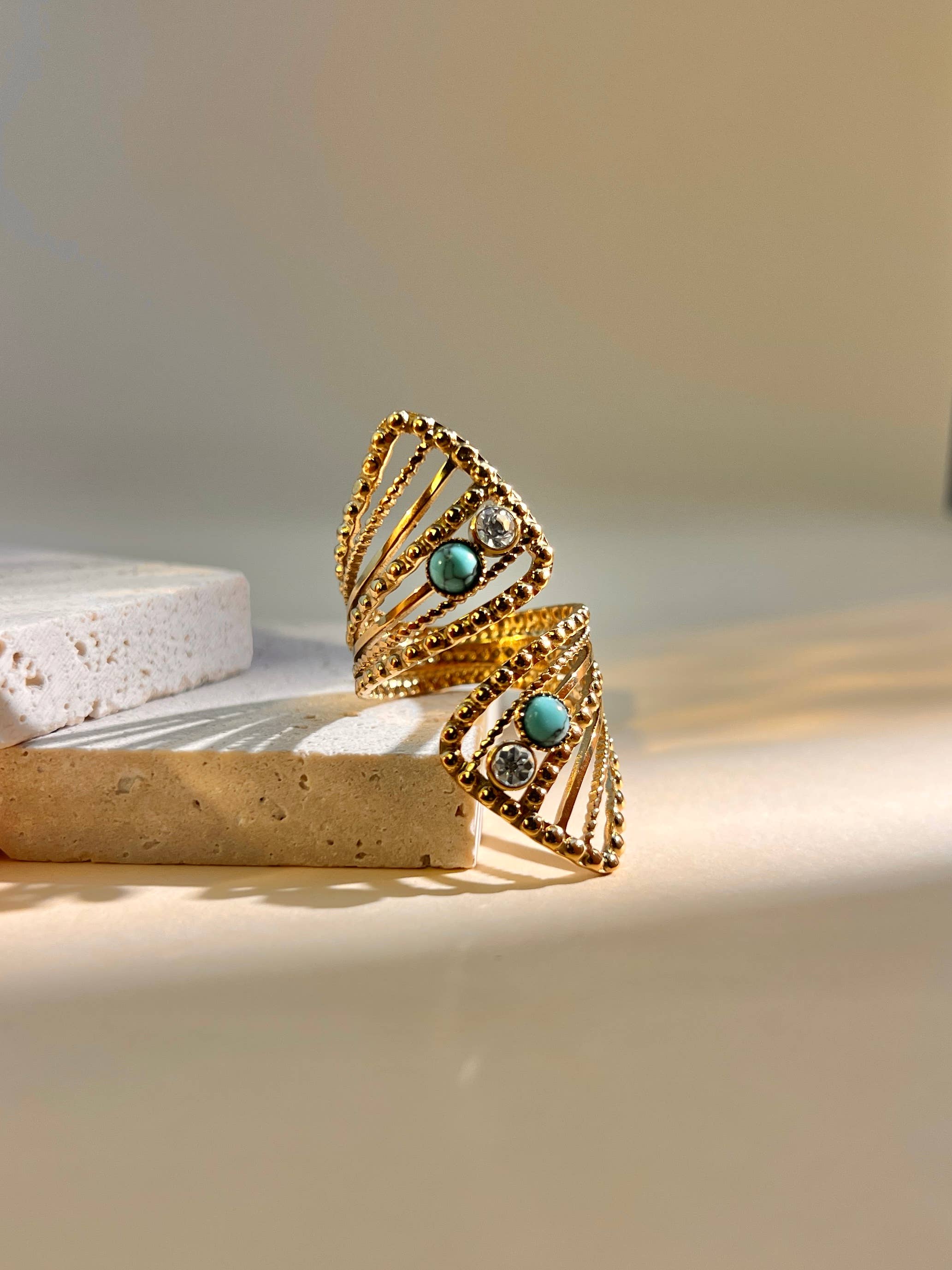 COSMOS – Großhandel Cocktail-/Statement-Ring – Verstellbarer Edelstahlring mit gedrehtem Design2