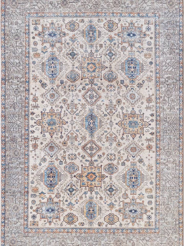 Nexa kantet beige vaskbart tæppe - LCC3009 for engroshandel hos JUSTRUG