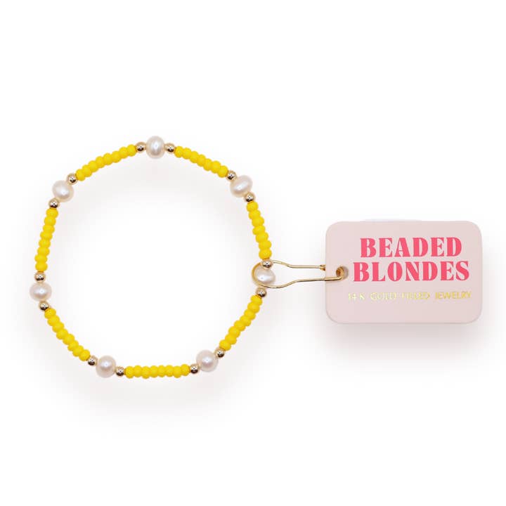 Gul Perlearmbånd for engroshandel hos Beaded Blondes