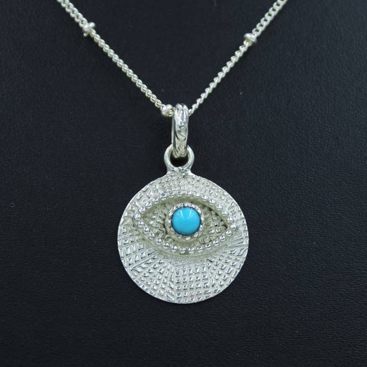 Turquoise Evil Eye Pendant - Turquoise Sterling Silver Jewelry for wholesale by Silvex Jewelry
