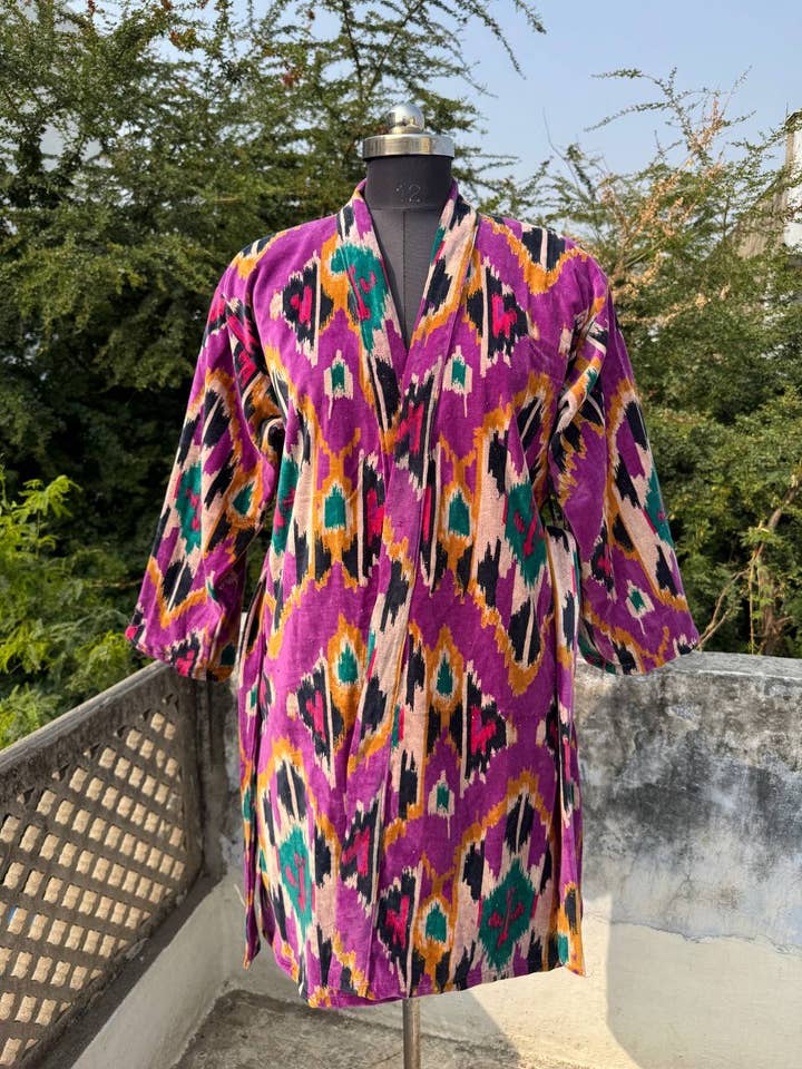 Premium Printed Design Velvet Kimono Handmade Gown for wholesale by bhavnas boutique