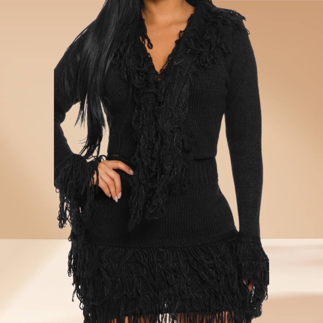 Celystrends - Wholesale Top & Skirt Set - Women's - Fringe Skirt Set Sweater Knit 13