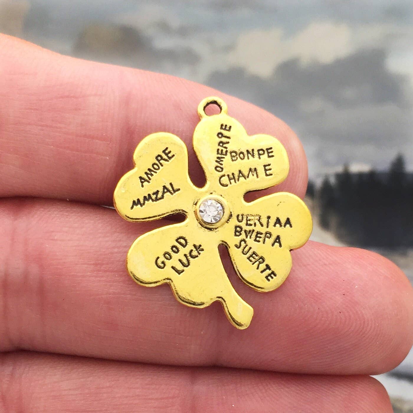 Treasure Island - Wholesale Individual Charm/Pendant - 5 Four Leaf Clover Charm Gold by TIJC SP13280