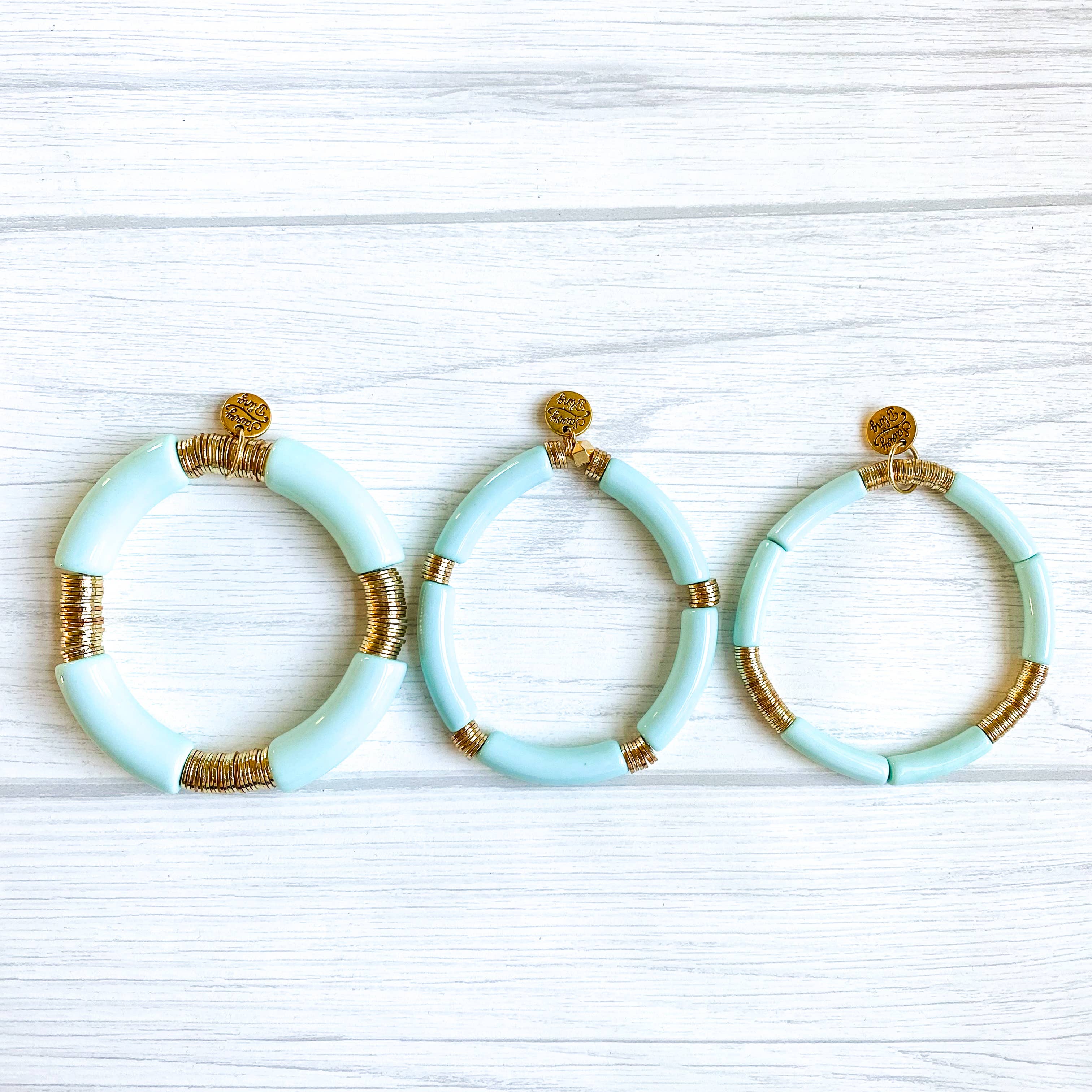 Savvy Bling - Vendita all'ingrosso Bracciale con perline - Tubo acrilico blu Tiffany chiaro bambù7