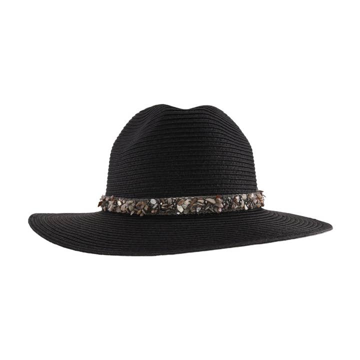 C.C Beanie - Wholesale Straw Hat - Women's - Gem Cluster Band Straw C.C Panama Hat STI02