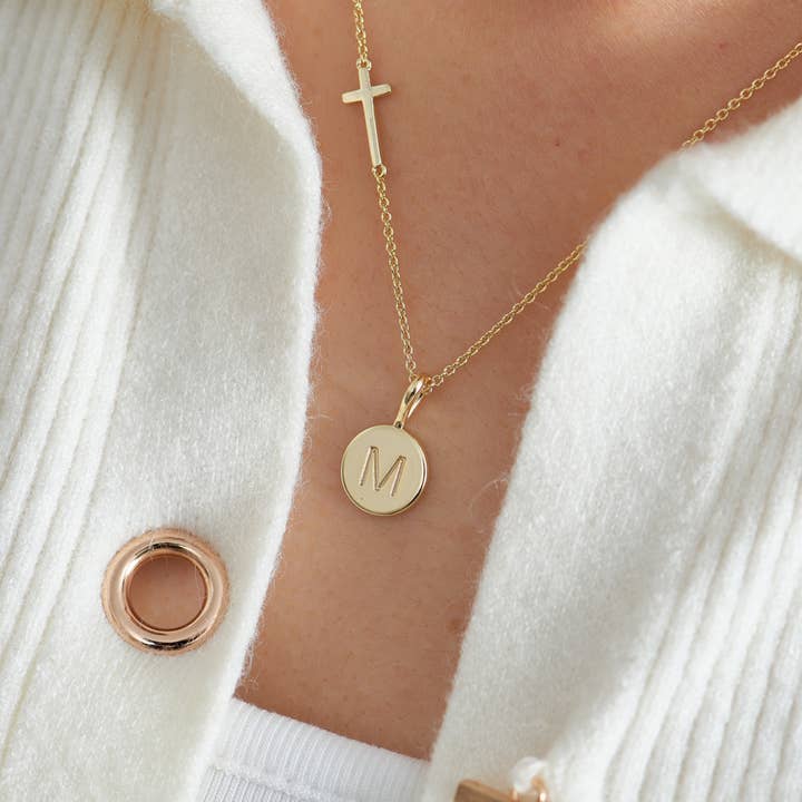 simple blessing disc initial necklace package for wholesale by Cool and Interesting