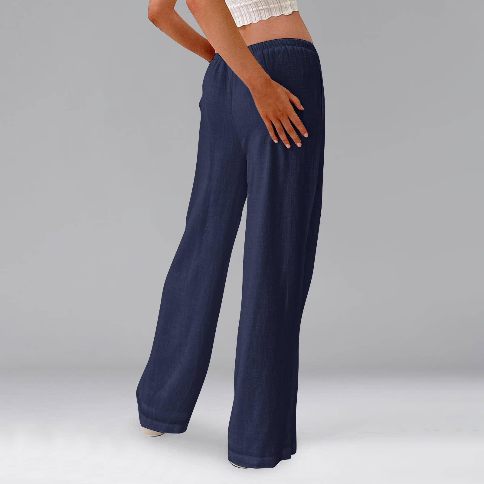 HIDDENBRAND - Wholesale Pants - Women's - Leisure solid summer wide-leg pants6