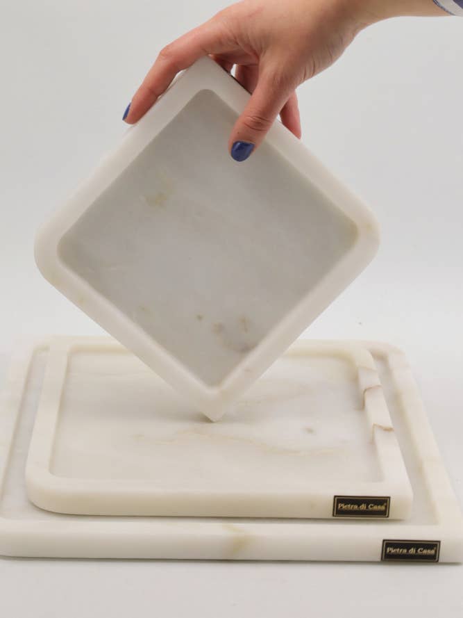 PAPA ALANA Square - Natural Stone Tray in Volakas Marble for wholesale by PIETRA DI CASA