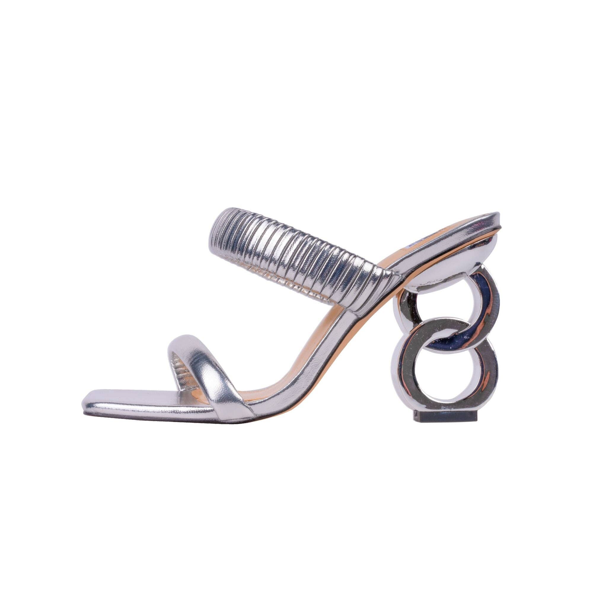 LADY COUTURE – Engroshandel Højhælede sko - Dame – Ninety Union RADDLE metalhæl plisseret tobåndsglide45