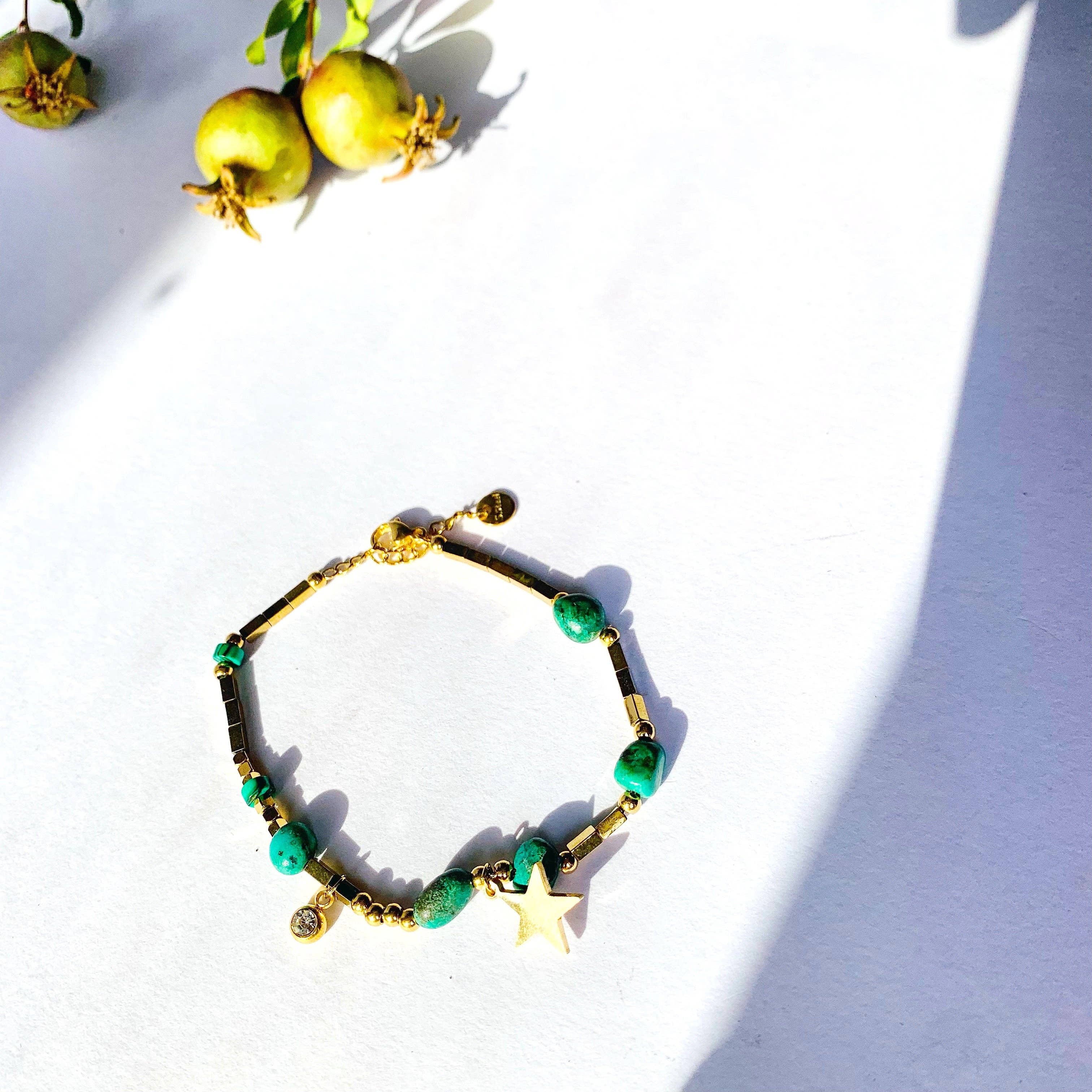 Atisha Spiritual Shop - Wholesale Pendant/Charm Necklace - STAR STONES Necklace ~ in STAINLESS Steel, with HARD stones and star-shaped charms2