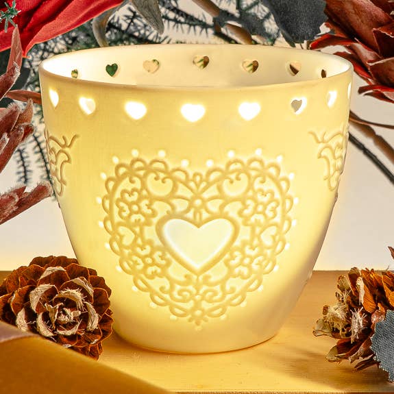 Corazón en forma de copa de litofano de 2,5 pulgadas de altura para venta al por mayor de L. GLOW Home