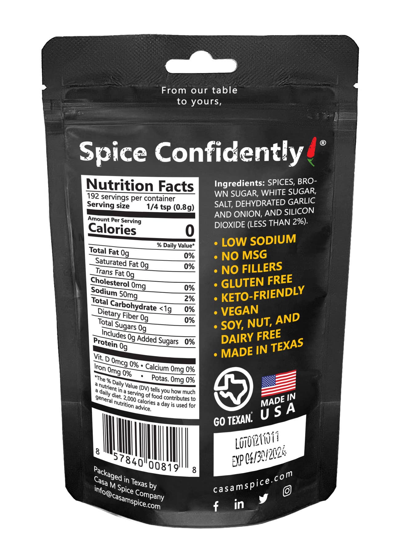 Casa M Spice Co LLC - Vendita all'ingrosso Mix di spezie secche - Condimento per pollo Free Range® - Borsa di ricarica1