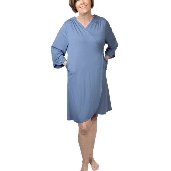 KickIt Pajamas - Vendita all'ingrosso Vestito - Donna - Camice ospedaliero in blu fiordaliso - Senza bottoni a pressione