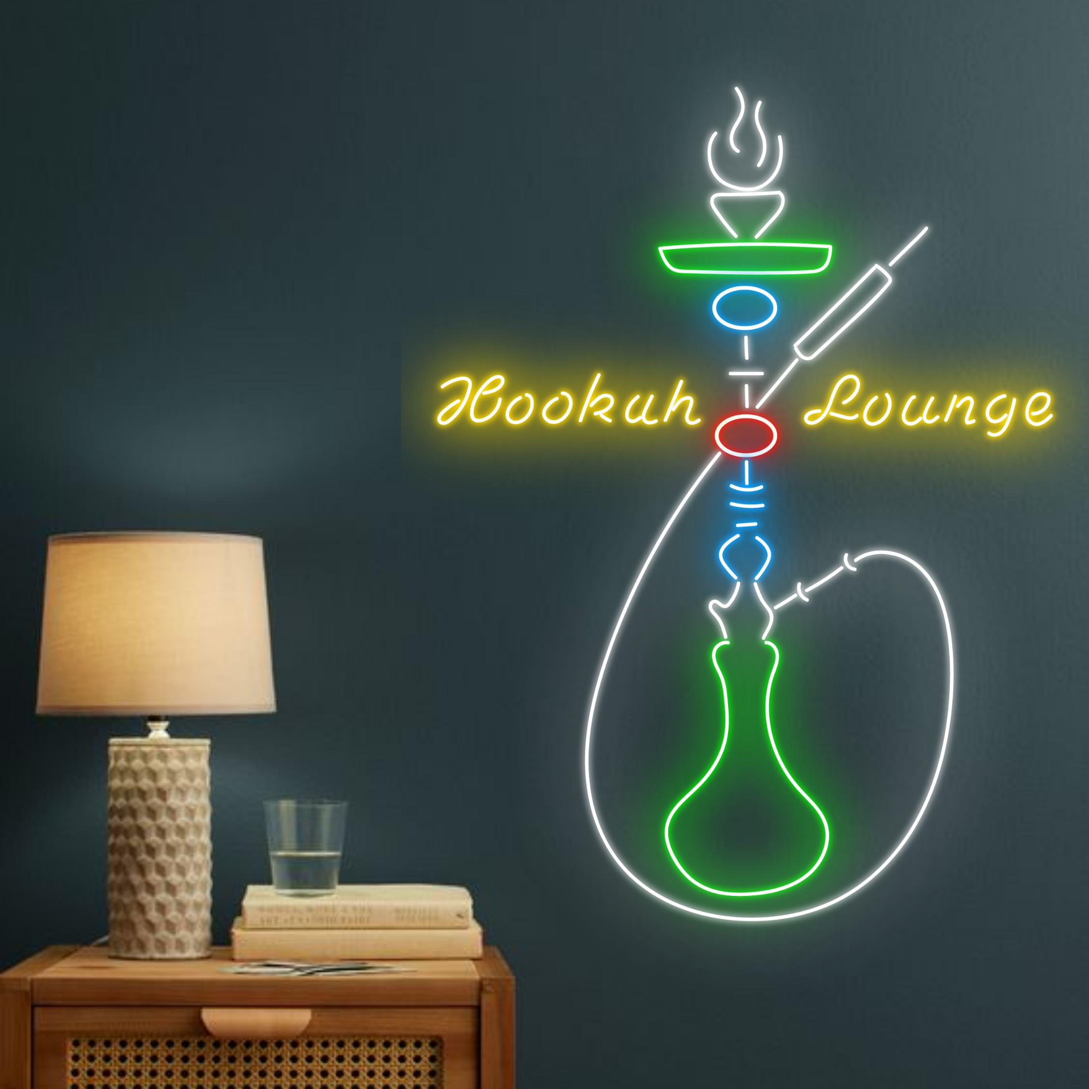 Glow Neon - Vente Enseignes néon - Enseigne au néon Hookah Shisha Lounge, décoration de cigare Shisha Smoking1