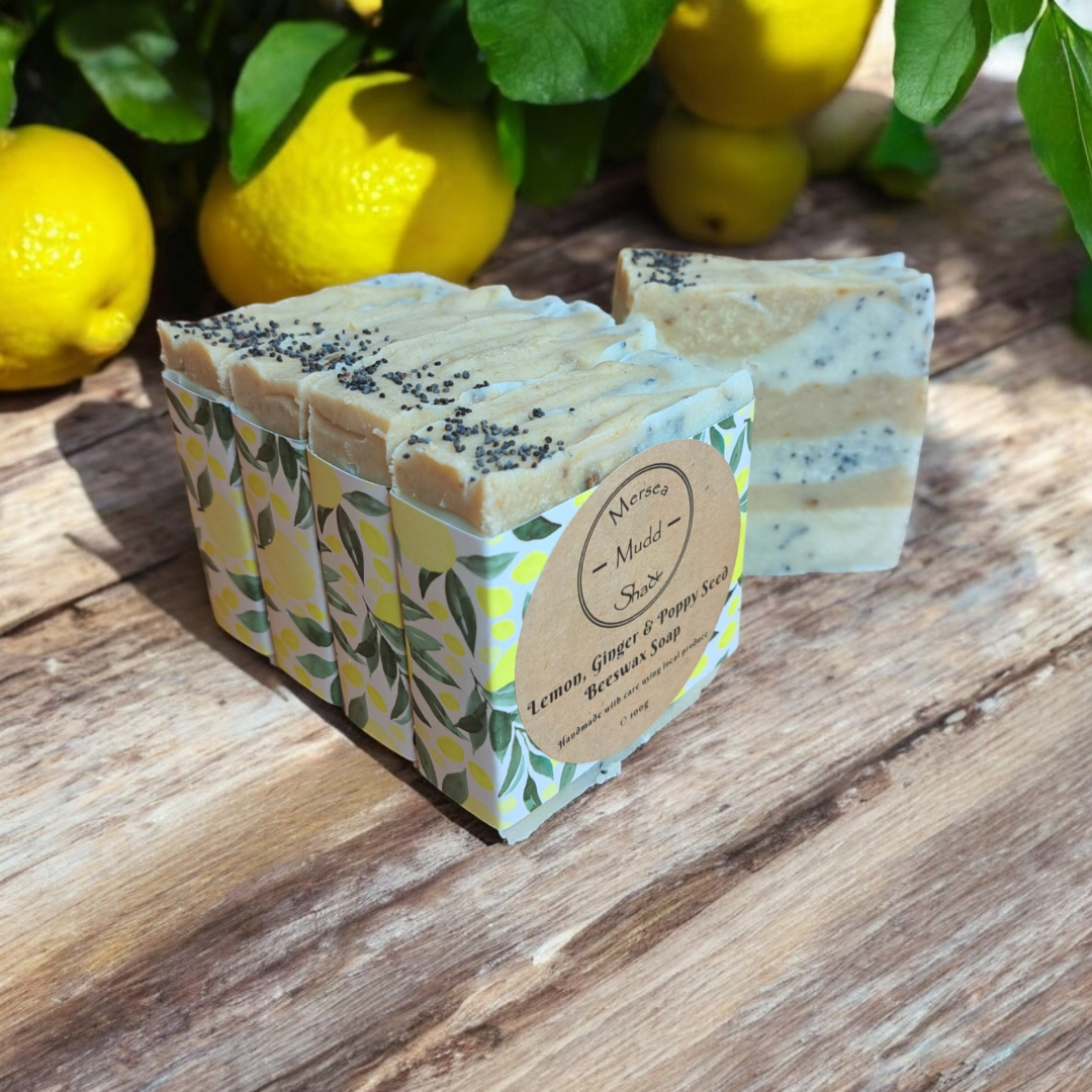 Mersea Mudd Shack Ltd - Wholesale Bar Soap - Lemon, Ginger & Poppyseed Beeswax Soap Bar 100g0