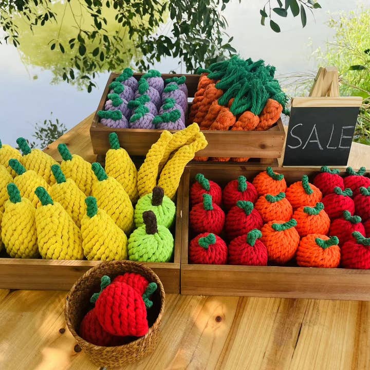 Knotty Pawz Handcraft Pets Toys - Wholesale Pet Rope Toy - Dog - Handmade Fruit and Vegetable Rope Toys, Macrame Toys