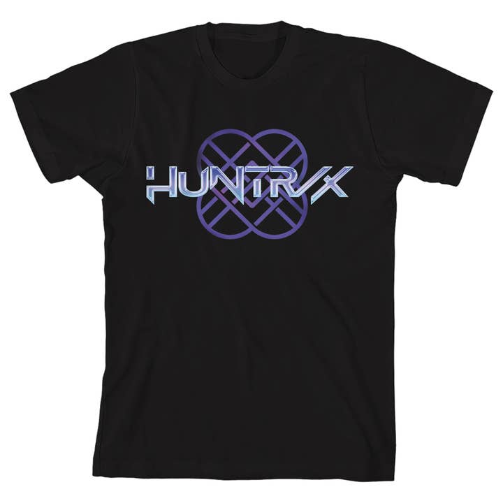 KPop Demon Hunters Huntrix Logo on Black Short Sleeve Kids T Shirt for wholesale by Bioworld Merchandising