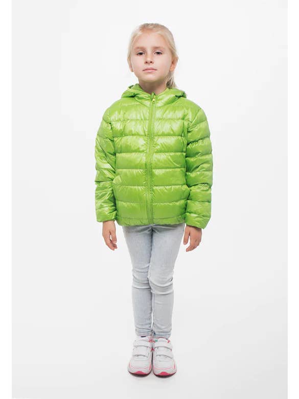 DASTI - Wholesale Puffer Jacket - Kids - Dasti Kids Down Jacket Ultralight Hooded Packable, Green
