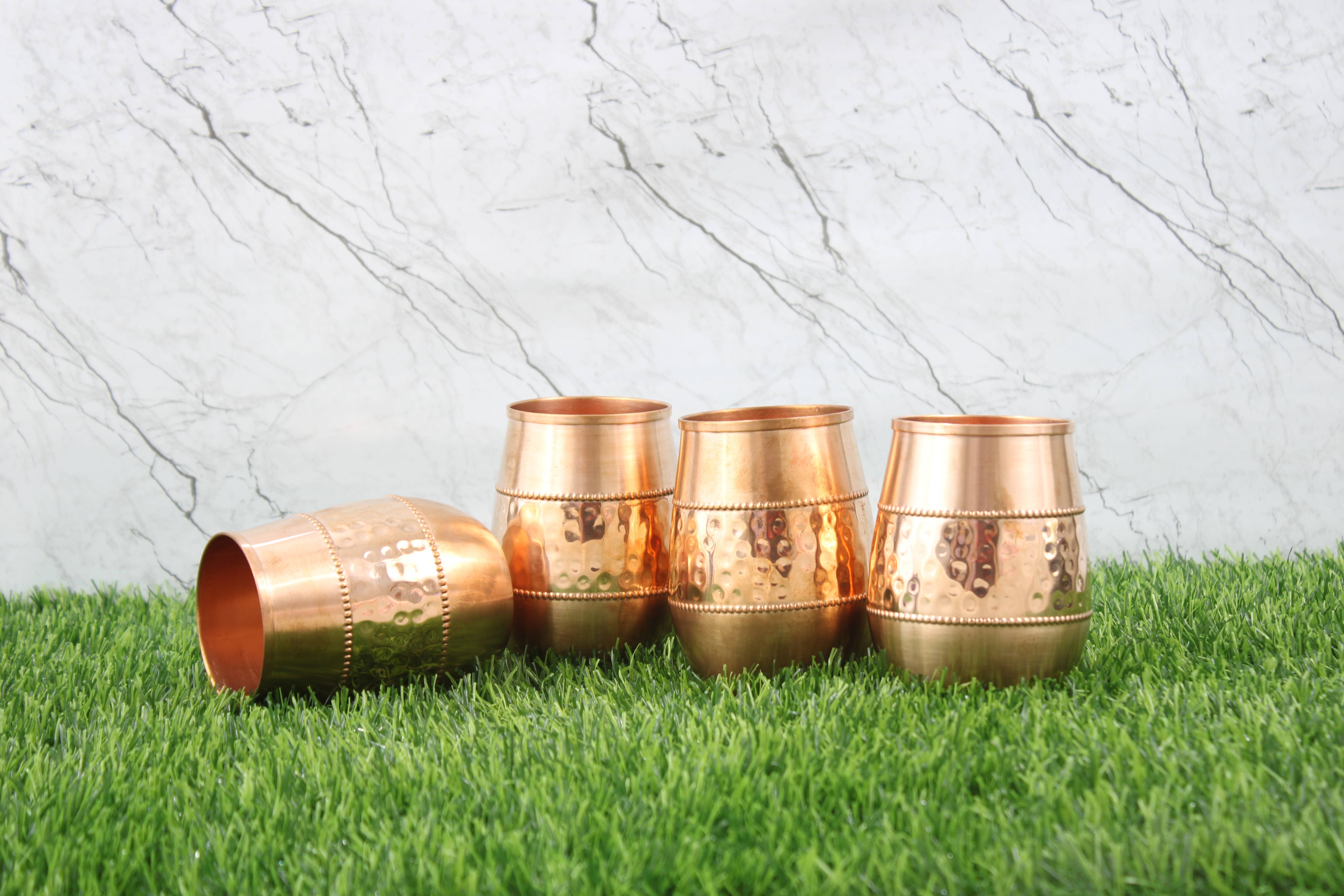 El'Cobre-Ecozonelifestyle – Großhandel Trinkglas/Tasse – Mid-Sequence Kupfer-Gläser-Set mit 4 Gläsern4