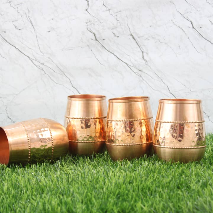 El'Cobre-Ecozonelifestyle – Großhandel Trinkglas/Tasse – Mid-Sequence Kupfer-Gläser-Set mit 4 Gläsern4