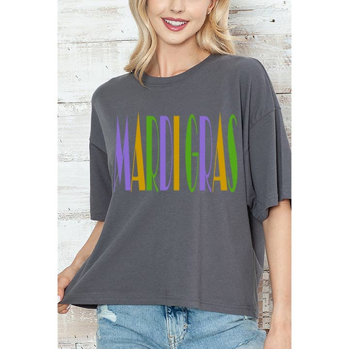 2&moon - Wholesale T-Shirt (Graphic) - Women's - MARDI GRAS Graphic Croip Tee