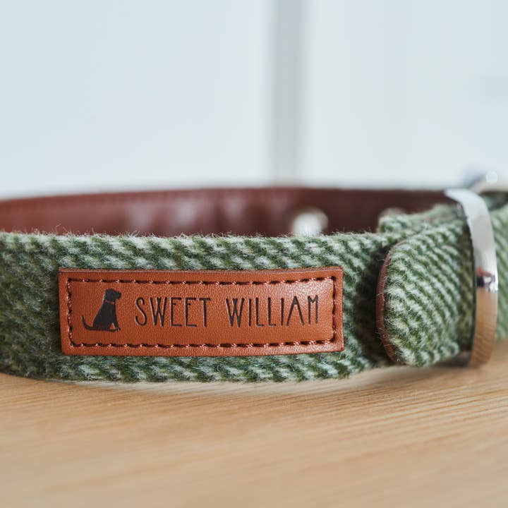 Sweet William Designs - Wholesale Pet Collar - Dog - Dog Collar - Green Tweed3