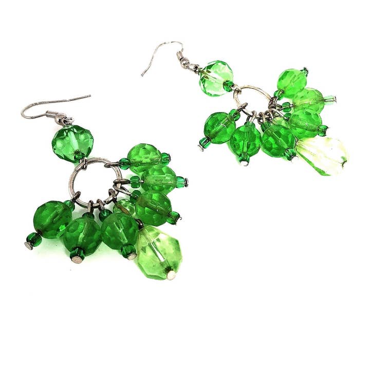 Mayachi - Wholesale Dangle Earrings - GREEN H-1809 STEEL EARRING