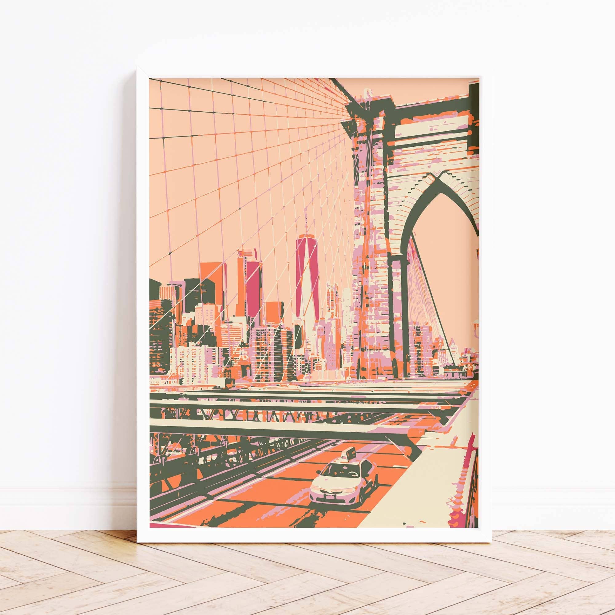 Newpencilbox Art - Wholesale Art Print - New York City Poster Vintage Retro Brooklyn Bridge Art Print6