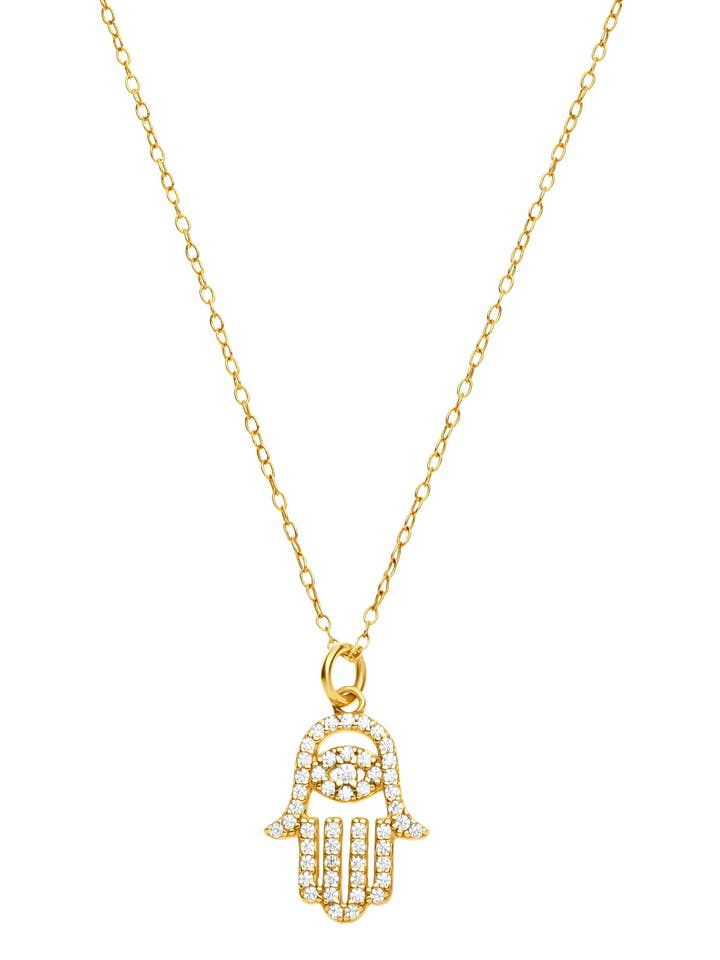 Hamsa CZ Diamant Vedhæng Halskæde for engroshandel hos Nayla Jewelry