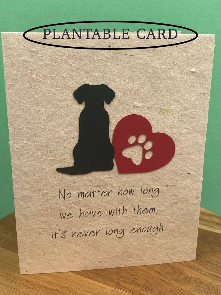 Plantable, customizable breed pet sympathy card, red heart for wholesale by Near and Far Design Studio
