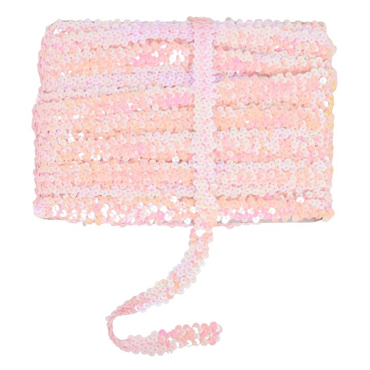 AK Brand - Wholesale Ribbon – Gift wrapping - Elastic Sequin Trim 0.8 Inch Glitter Paillette Ribbon44