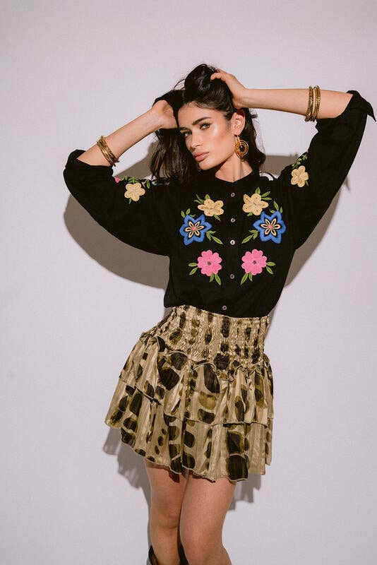 Piti Cuiti - Wholesale Blouse - Dames - LILI GREEN GEBORDUURDE BLOUSE2