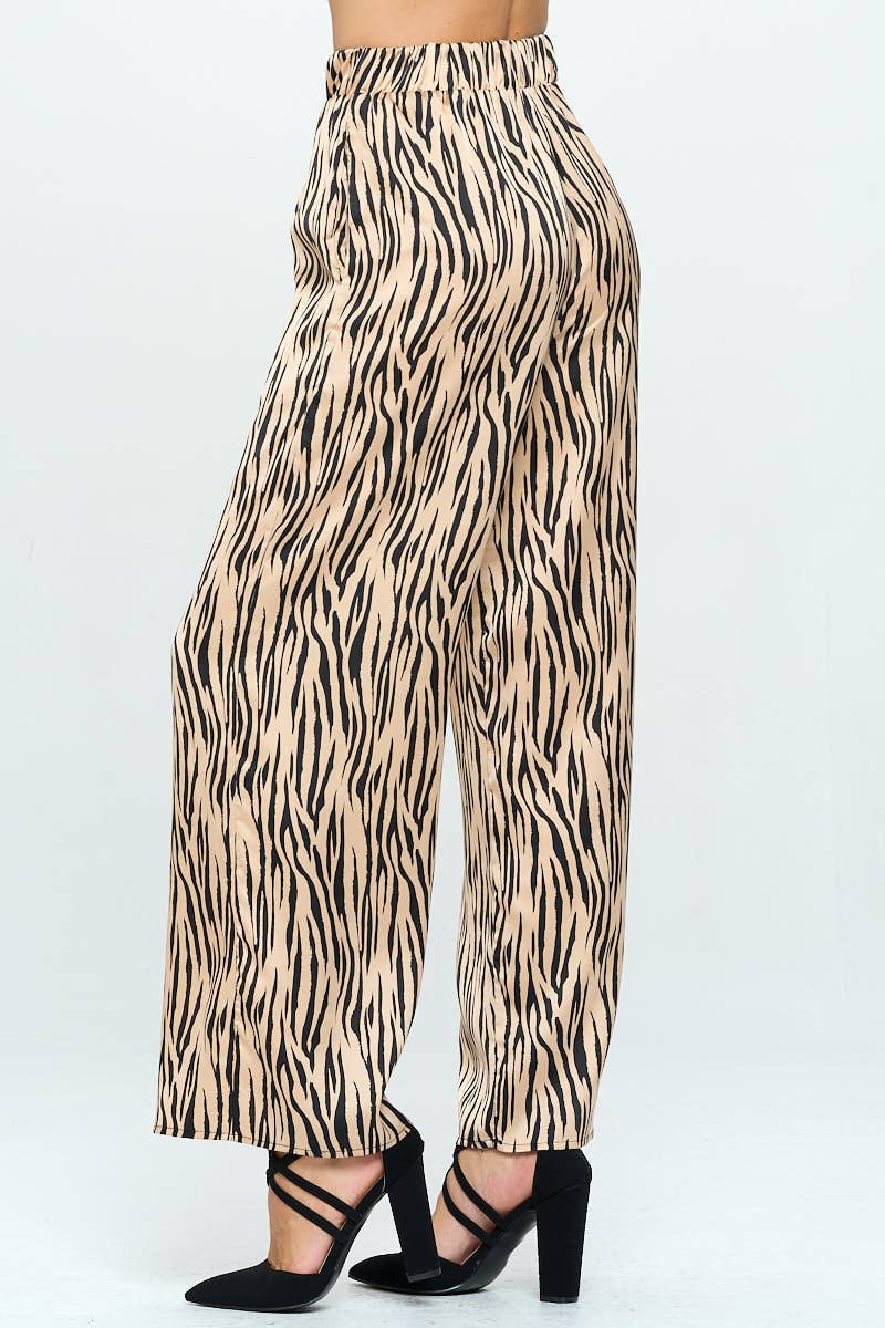 VALLEY GIRL Zebra Print Pants SATIN Size 10 DEEP POCKETS Wide Leg BRAND  NEW!!