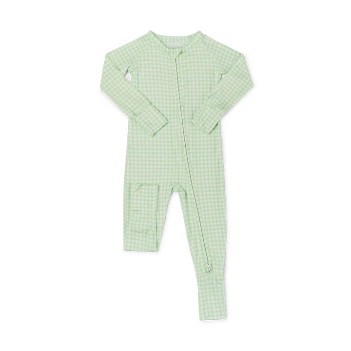 Motette - Wholesale Sleepsuit - Baby - Pistachio Gingham Bamboo Sleeper7
