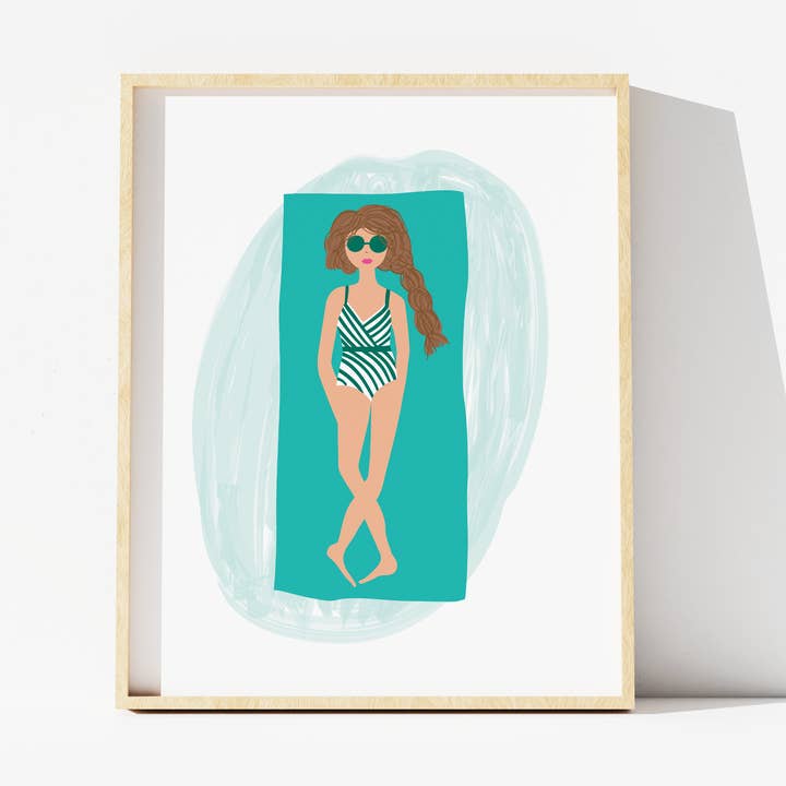 Beach Babe - Groene kunstprint voor wholesale door Oh So Chic Designs